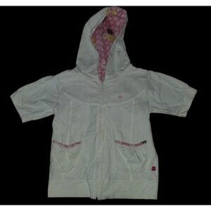 * SCKC White Short Sleeved Zip Front Hooded Cover Up Jacket Top Girls Size 10